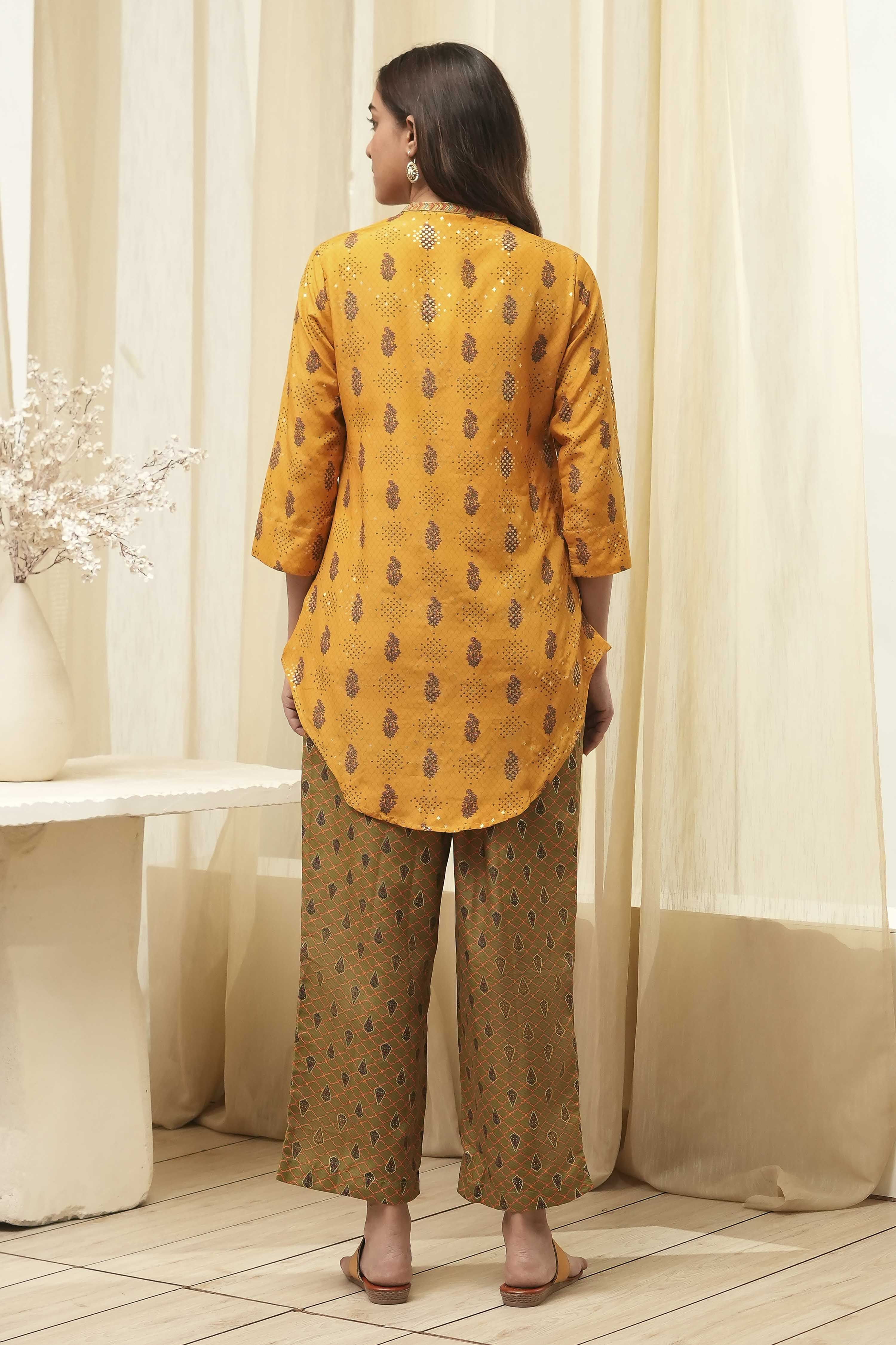 Yellow Art Silk Straight 2 Piece Set image number 4