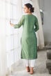 Sape Green Yard-Dyed Straight Kurta image number 3