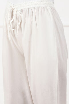 White Regular Cotton Pants image number 1