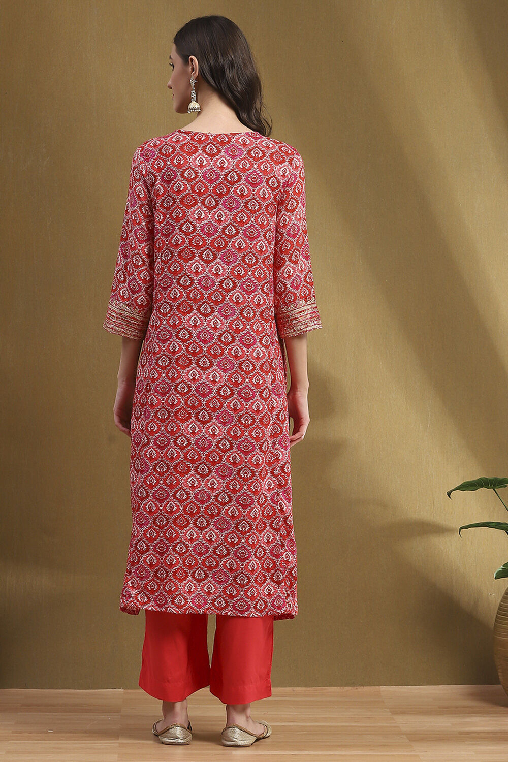 Grey Printed Festive A-line Suit Set image number 4