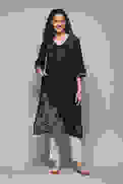 Black LIVA Straight Printed Kurta image number 0