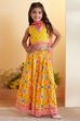 Yellow Printed Cotton Lehenga Set with Pink Dupatta