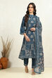 Beige Chanderi Printed Unstitched Suit Set image number 7
