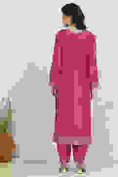 Pink Art Silk Woven Unstitched Suit Set image number 5