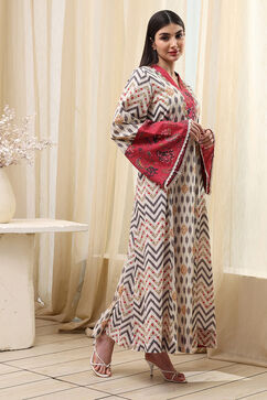 Off White Cotton A Line Fusion Wear image number 4