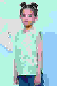 Apple Green Cotton Printed Top image number 2