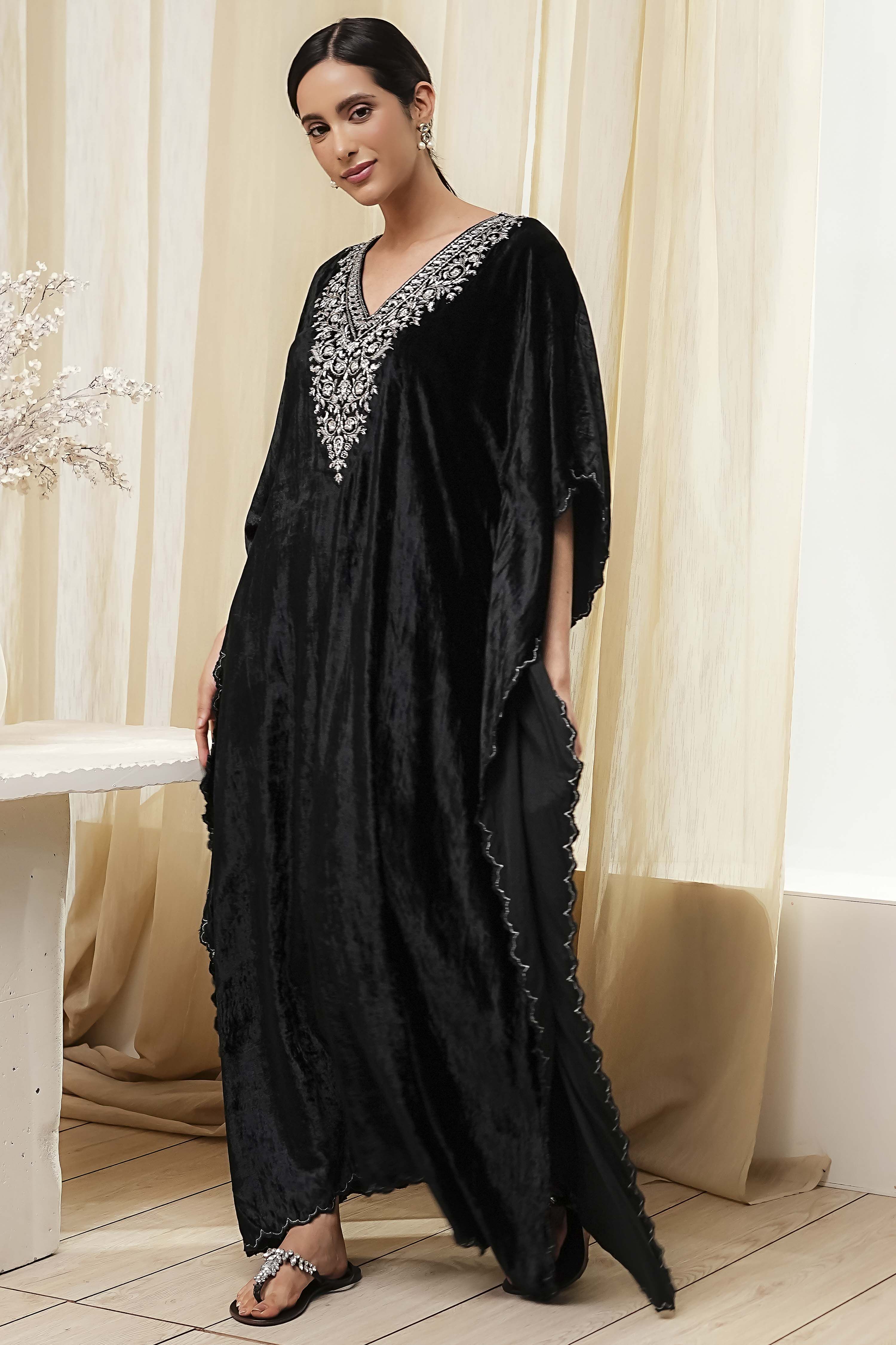 Black Viscose A-Line Suit Set image number 2