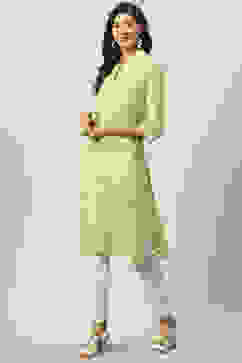 Green Cotton Straight Printed Kurta image number 0