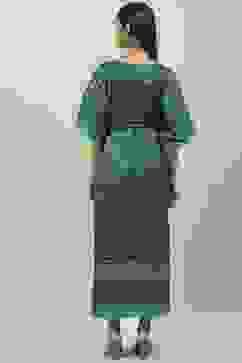 Forest Green Art Silk Printed Nightwear image number 4