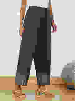 Grey Jacquard Solid Straight Palazzo Pants image number 3