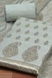 Blue Chanderi  Unstitched Suit Set image number 1