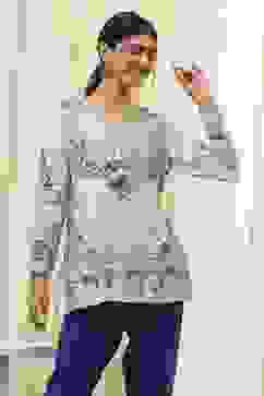 Off-White and Blue Modal Blend Straight Short Kurta image number 4