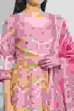 Pink Cotton Printed Anarkali Suit Set image number 1