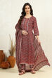 Green Cotton Floral Printed Unstitched Suit Set image number 1
