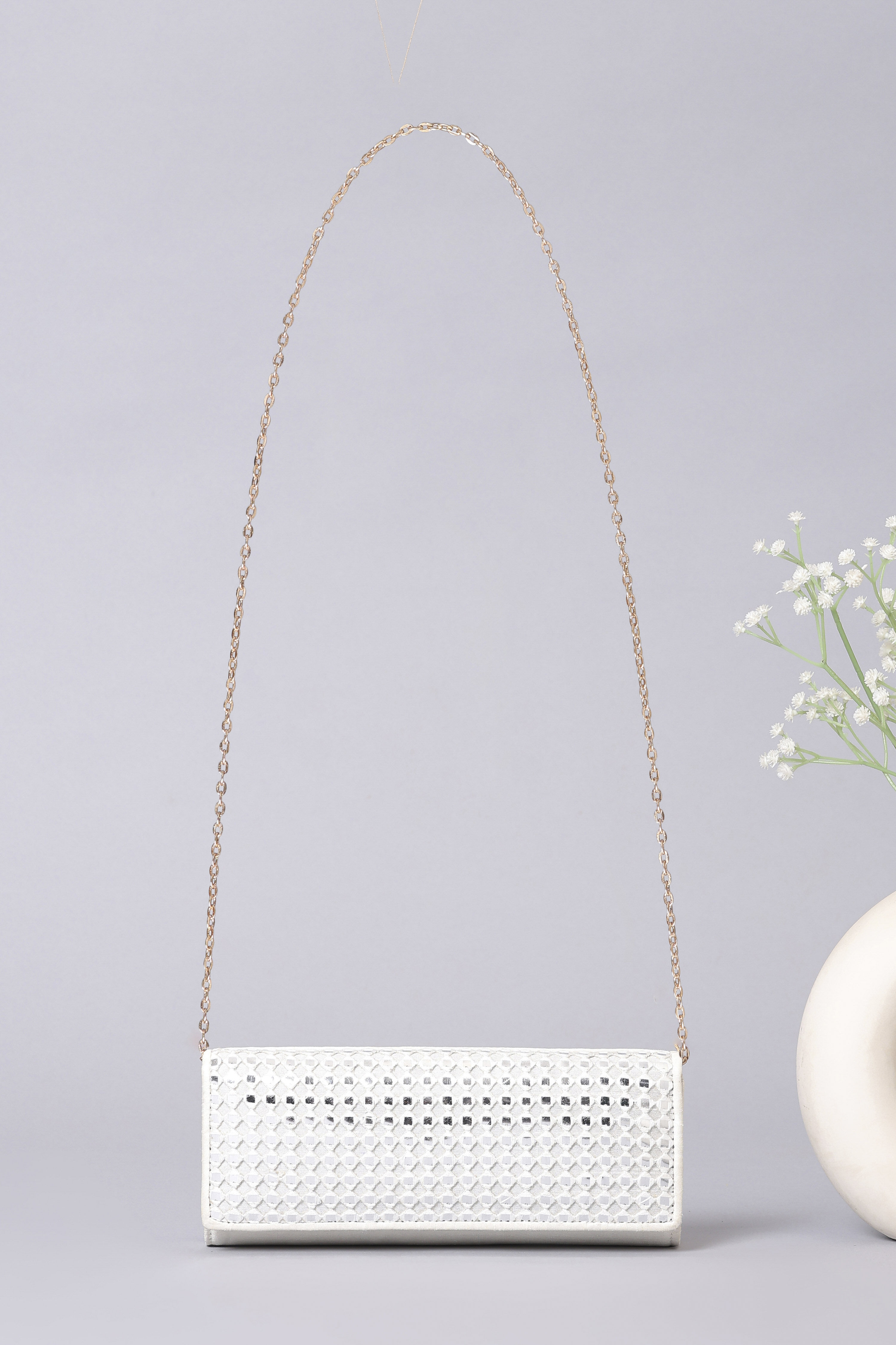 Ivory Mirror Work Clutch image number 2