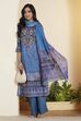 Blue Cotton Printed Straight Kurta Set image number 0