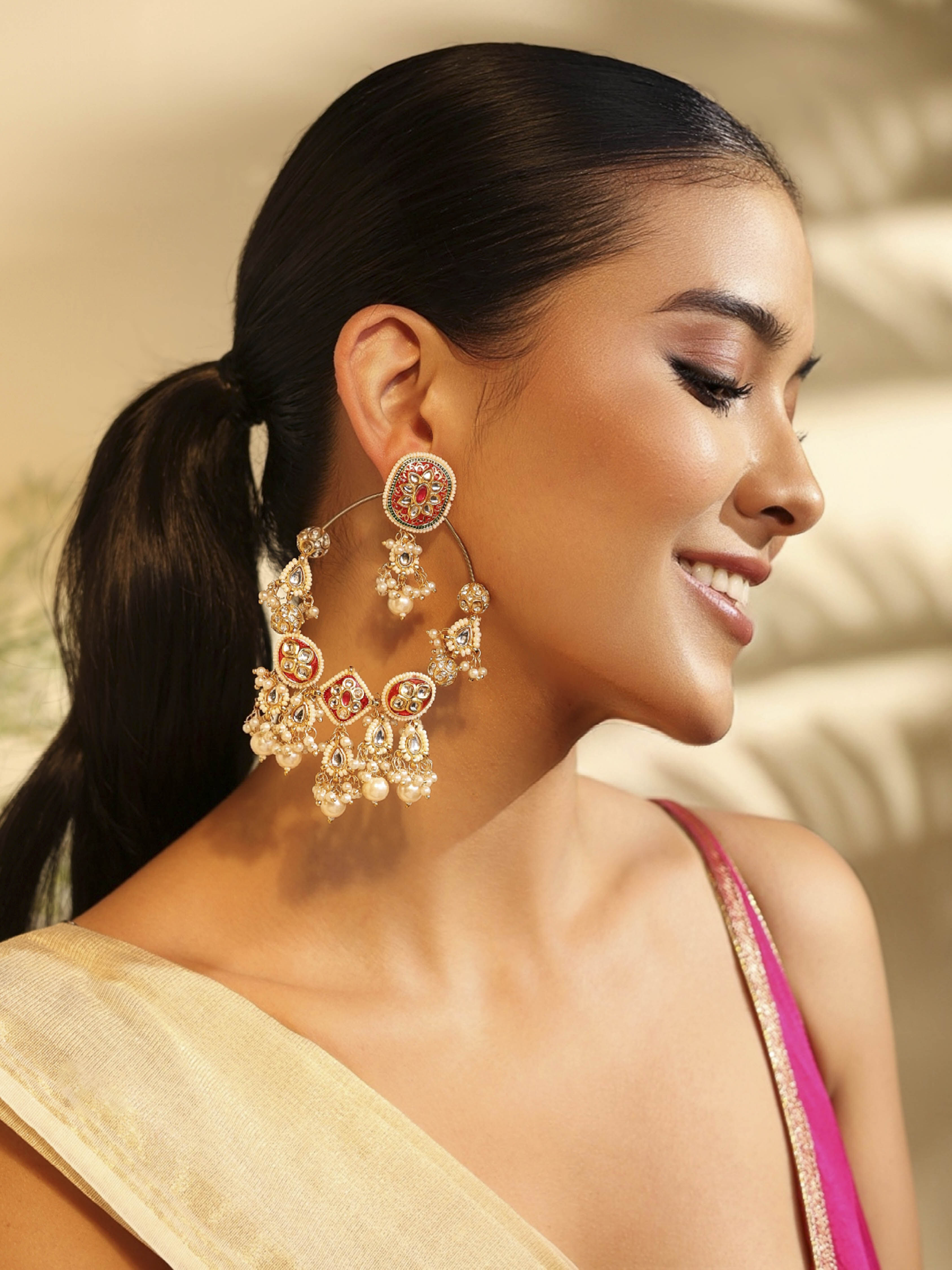 Red Brass Drop & Danglers image number 3