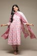 White Cotton Blend Gathered Kurta Suit Set image number 0