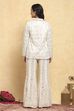 White Viscose Rayon Embroidered Straight Suit Set image number 4