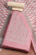 Pink Cotton Machine-Embroidered Unstitched Suit Set image number 0