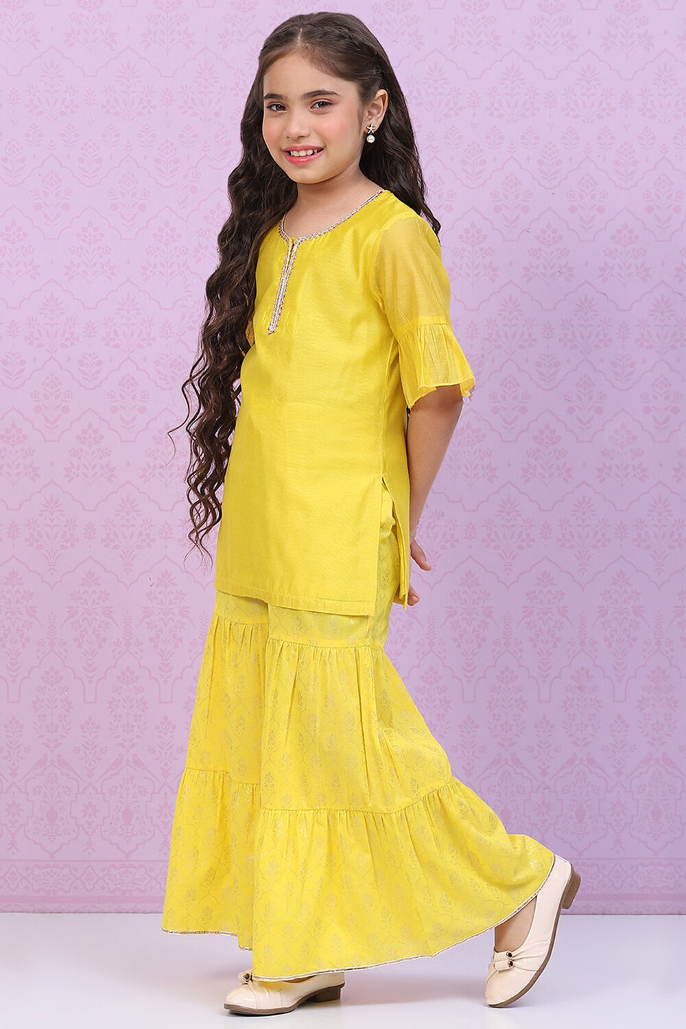 Yellow Art Silk Straight Kurta Set image number 3