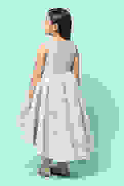 Aqua Green Poly Jacquard Flared Yarndyed Dress image number 3