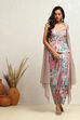 Multi-coloured Georgette Floral Printed Fusion Set