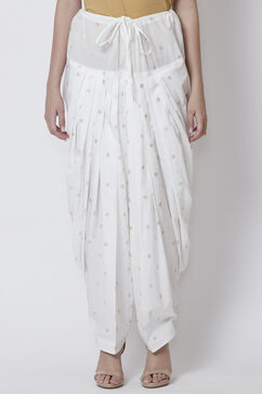 Off White Cotton Solid Salwar image number 2