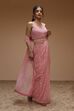 Pink Georgette Digital Printed Pre-Draped Saree