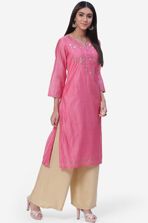 Black Art Silk Kurta image number 3