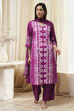 Berry Purple Cotton Straight Suit Set image number 6
