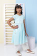 Sky Blue Cotton Chikankari Embroidered Kurta Pant Set image number 2