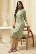 Green Poly Viscose Straight Printed Kurta image number 0