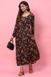 Red LIVA Flared Fusion Dress image number 0