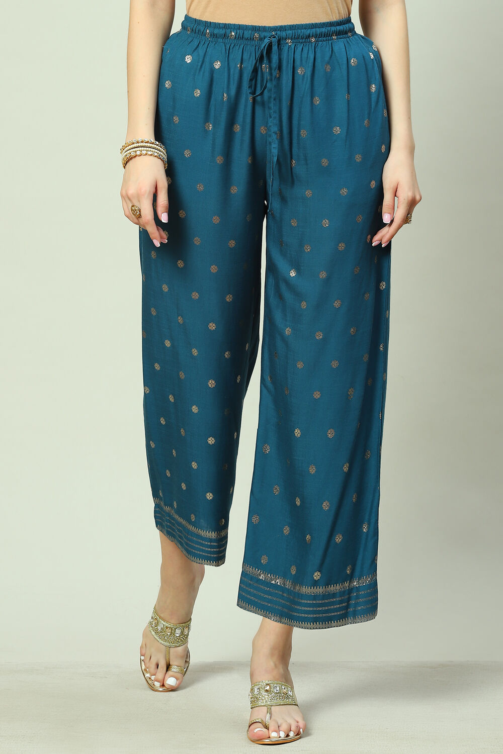 Teal Rayon Palazzo image number 2