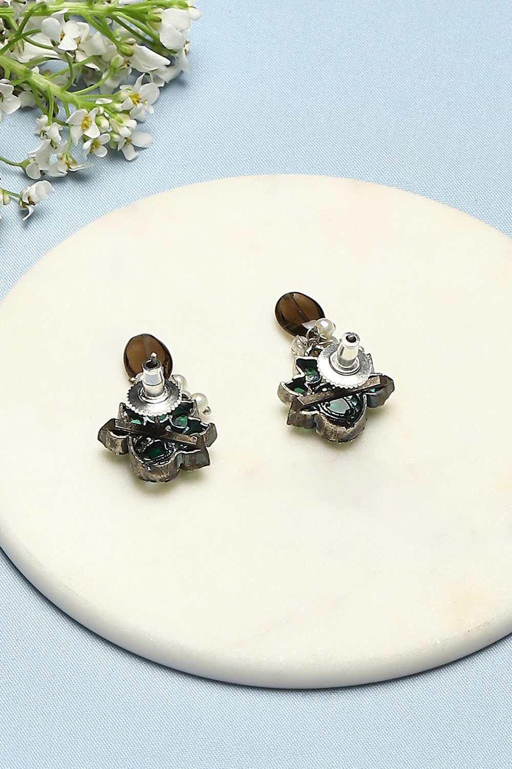 Green Brass Earrings image number 2