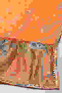 Orange Polyester Straight Printed Suit Set image number 3