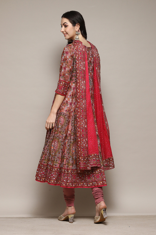 Sap Green Cotton Anarkali Kurta Churidar Suit Set image number 4