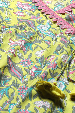 Yellow Cotton Flared Suit Set image number 1