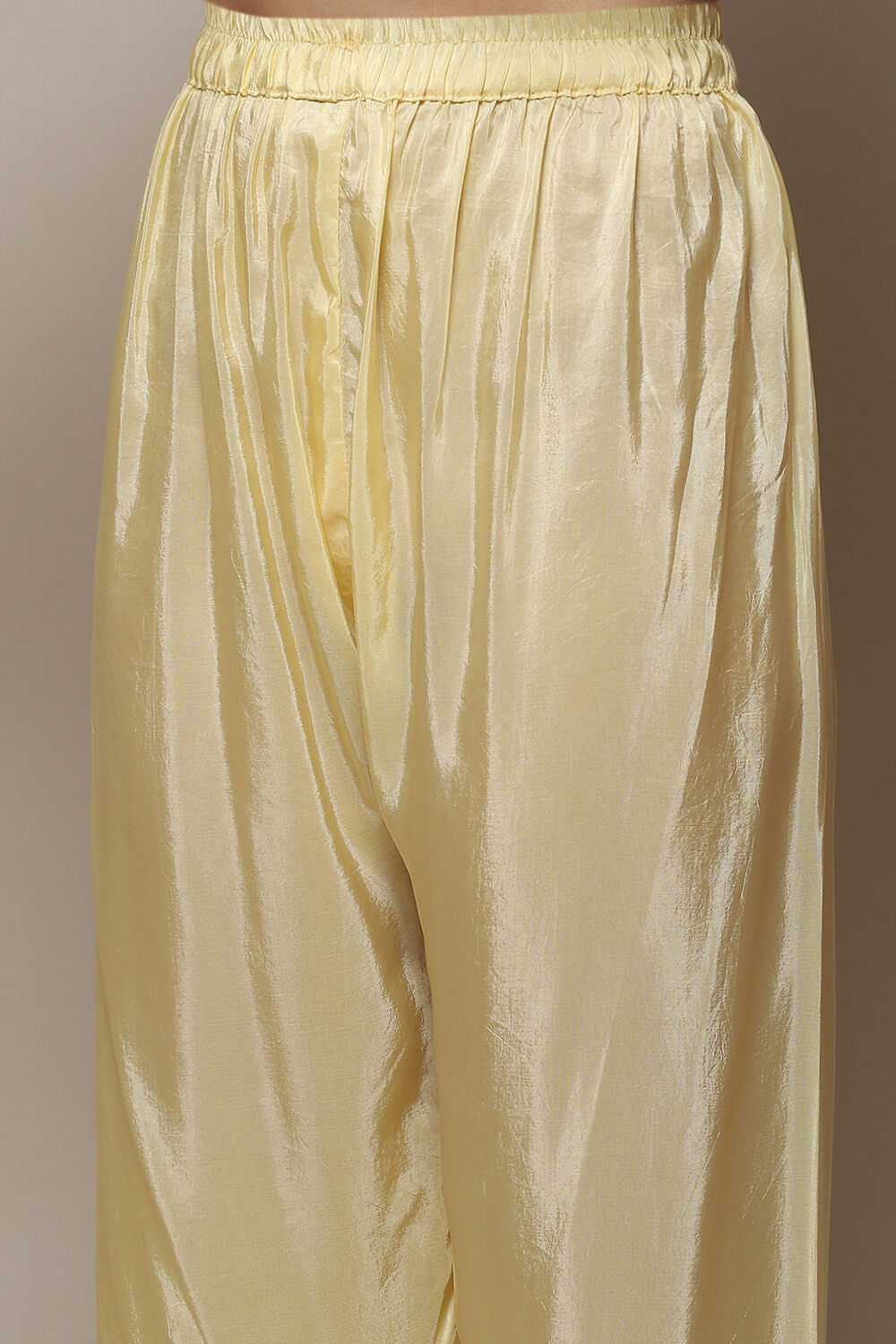 Yellow Organza Printed Unstitched Suit Set image number 3