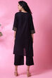Red Cotton Flax Straight Kurta Pants Set image number 3