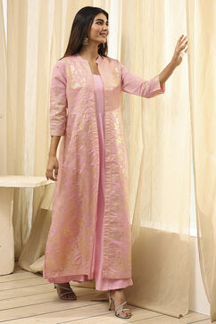 Light Pink Printed Layered Cape Dress image number 6