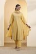 Yellow Silk Chanderi Straight Suit Set image number 6