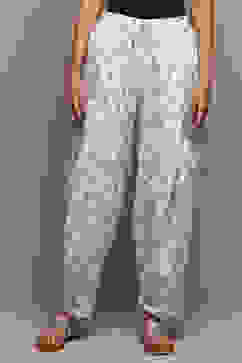 White Blue Cotton Printed Relaxed Salwar image number 5