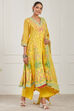 Yellow Cotton Kalidar Suit Set image number 5