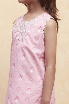 Pink Cotton Straight Suit Set image number 1