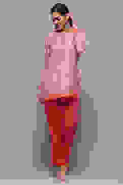 Pink Polyester Straight Kurti image number 0