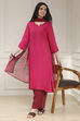 Pink Embroidered Straight Suit Set