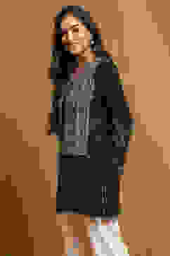 Black Polyester Straight Short Kurti image number 2