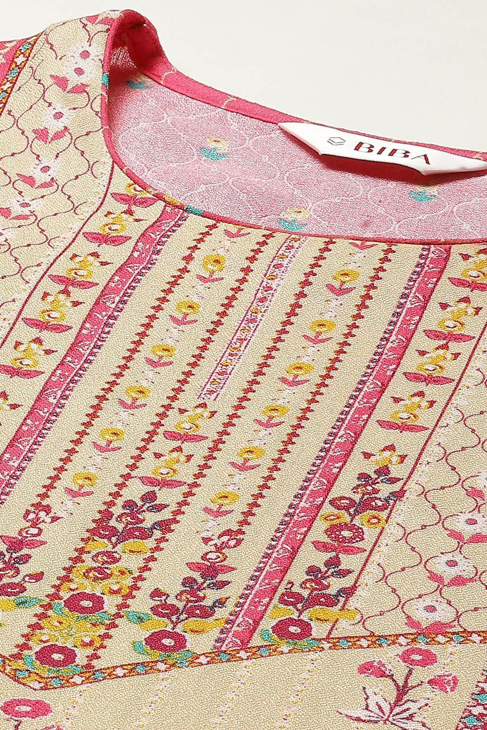 Deep Fuchsia LIVA Straight Printed Kurta image number 2
